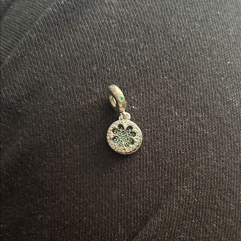 Pandora Silver Charm with Green Accents